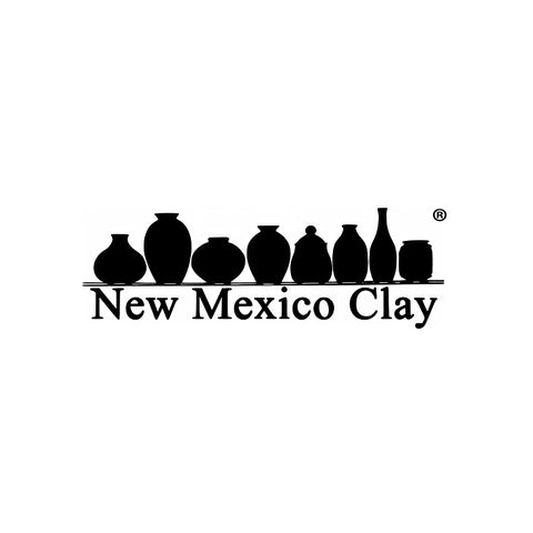 Silhouette of pottery vessels under the text 'New Mexico Clay', representing clay products and pottery tools.
