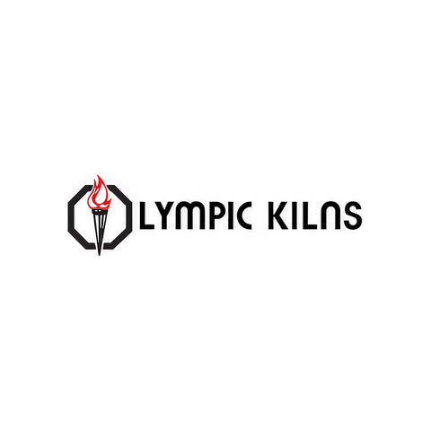 Olympic Kilns logo featuring a torch symbol, representing quality kiln manufacturers for pottery and ceramics.