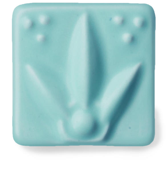 Relief tile with a leaf design in a soft blue color, ideal for pottery and ceramic projects.